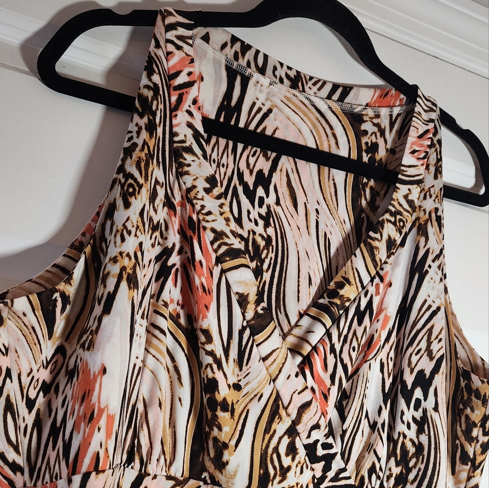 Elegant Multicolor Sleeveless Maxi Dress Satin Feel No Tag Approx 21in P2P - Picture 2 of 5